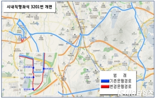 3201번 노선도. 자료제공: 시흥시
