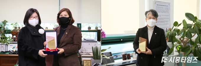 이금재 시의원(왼쪽 사진, 오른쪽)과 송미희 시의원(오른쪽 사진)
