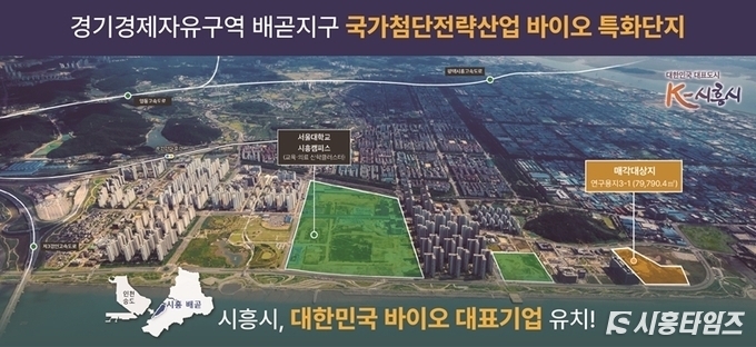 시흥시 바이오 특화단지 조감도. 오른쪽 연구용지 3-1에 종근당의 바이오단지가 들어선다.